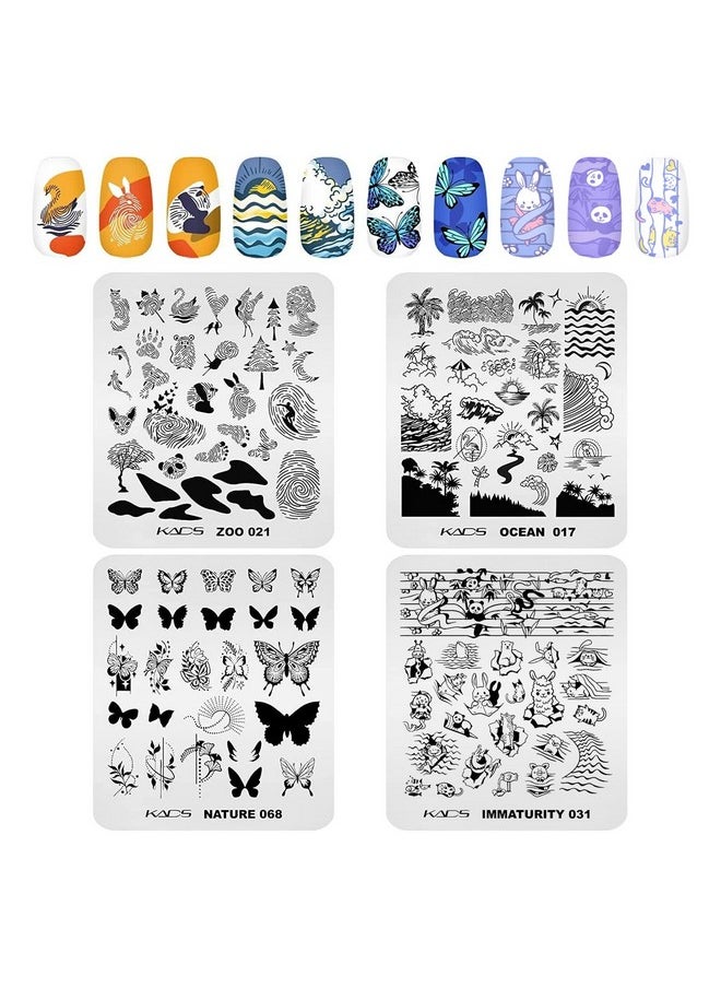 KADS 20pcs Nail Stamp Plates Set Nails Art Stamping Plates Leaves Flowers Animal Nail Plate Template Image Plate (20Pcs + Stamper)