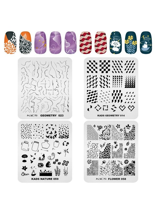 KADS 20pcs Nail Stamp Plates Set Nails Art Stamping Plates Leaves Flowers Animal Nail Plate Template Image Plate (20Pcs + Stamper)