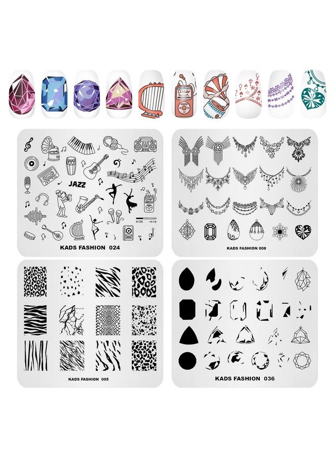KADS 20pcs Nail Stamp Plates Set Nails Art Stamping Plates Leaves Flowers Animal Nail Plate Template Image Plate (20Pcs + Stamper)