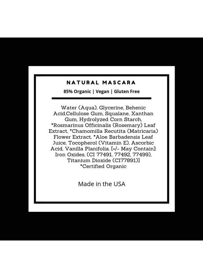 Mom's Secret 100% Natural Mascara Black, Organic, Vegan, Paraben & Gluten Free, Strengthens & Volumes, Stays on all day, Made in the USA, 0.25 ounce