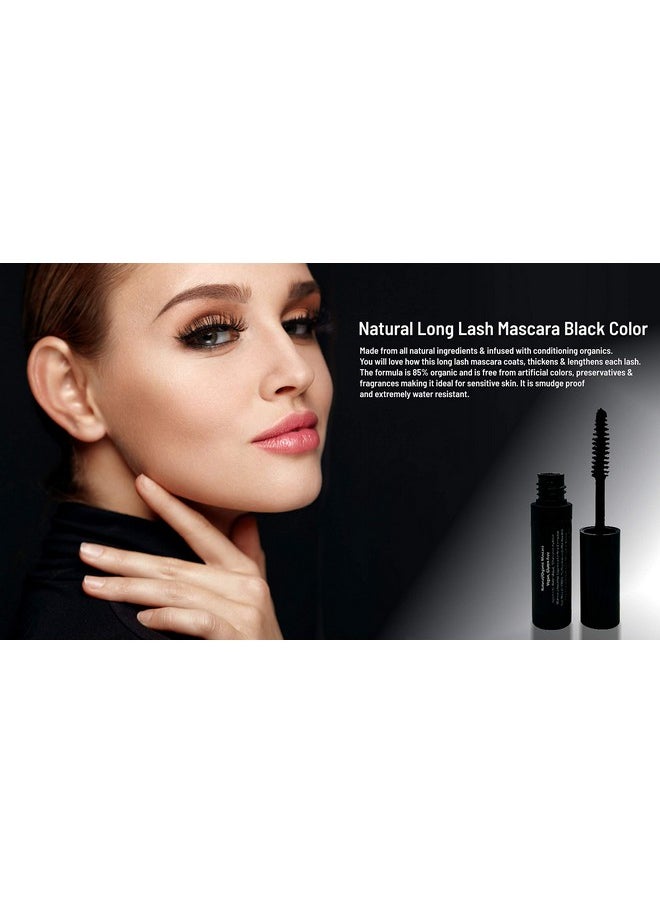 Mom's Secret 100% Natural Mascara Black, Organic, Vegan, Paraben & Gluten Free, Strengthens & Volumes, Stays on all day, Made in the USA, 0.25 ounce