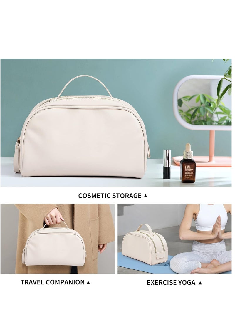 Large Capacity Makeup Bag For Women Travel Essentials Travel Makeup Bag Eco Leather Cosmetic Makeup Organizer Travel Accessories Full Travel Size Toiletries Cream