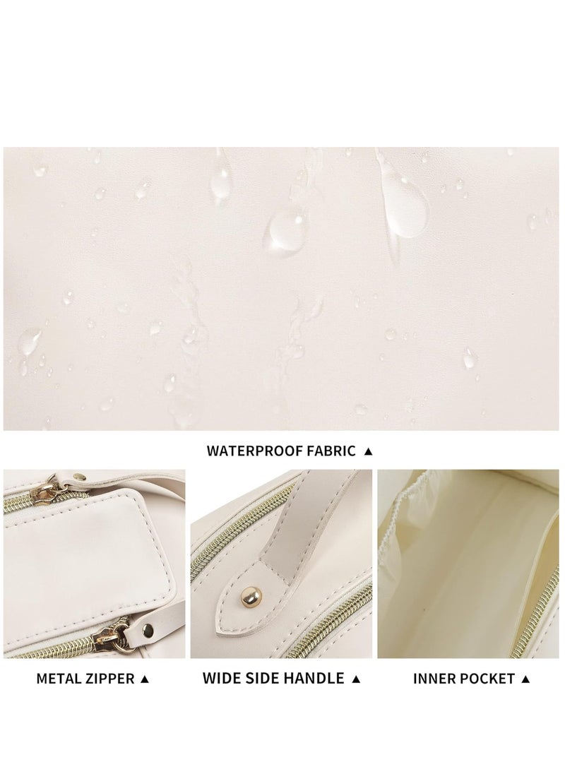 Large Capacity Makeup Bag For Women Travel Essentials Travel Makeup Bag Eco Leather Cosmetic Makeup Organizer Travel Accessories Full Travel Size Toiletries Cream