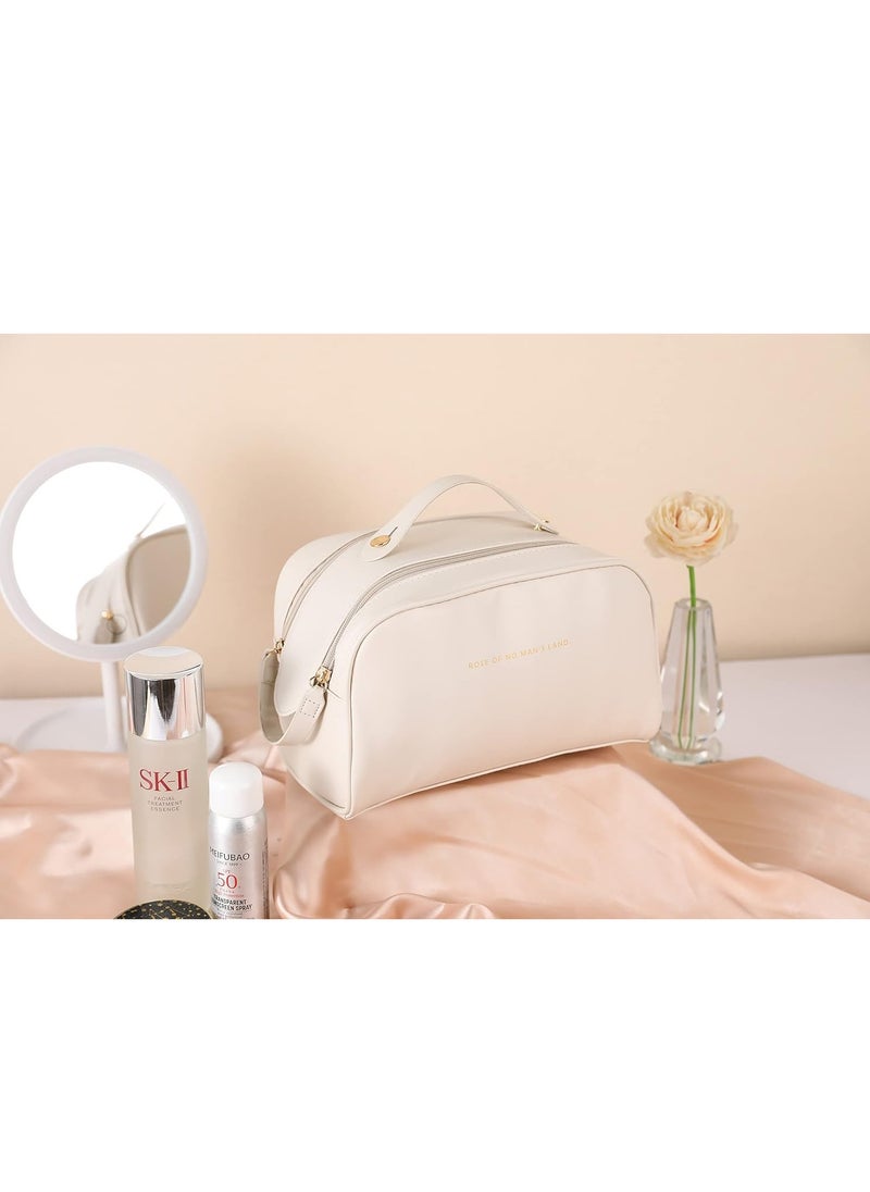 Large Capacity Makeup Bag For Women Travel Essentials Travel Makeup Bag Eco Leather Cosmetic Makeup Organizer Travel Accessories Full Travel Size Toiletries Cream