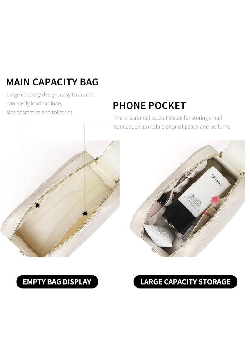 Large Capacity Makeup Bag For Women Travel Essentials Travel Makeup Bag Eco Leather Cosmetic Makeup Organizer Travel Accessories Full Travel Size Toiletries Cream