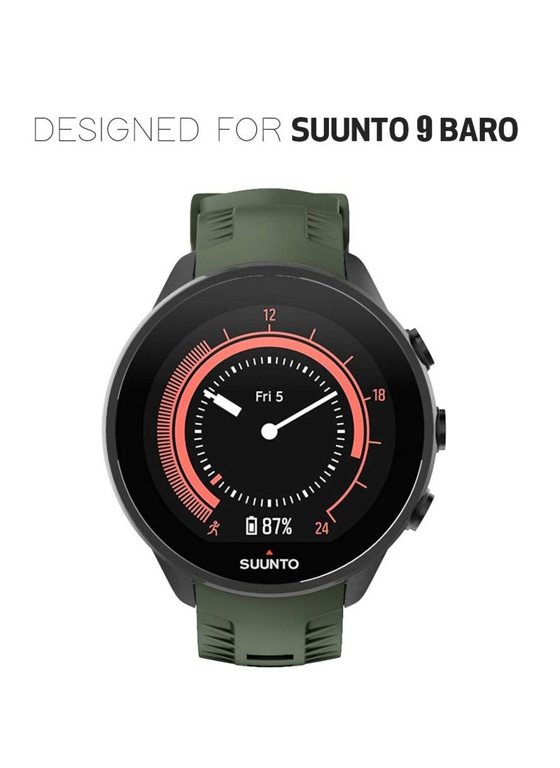 Compatible with Suunto 9 Band Soft Silicone Watch Strap, 2PCS Watch Strap for 9 Gps Baro Replacement Watch Band Sports for Men Women, Black and Army Green