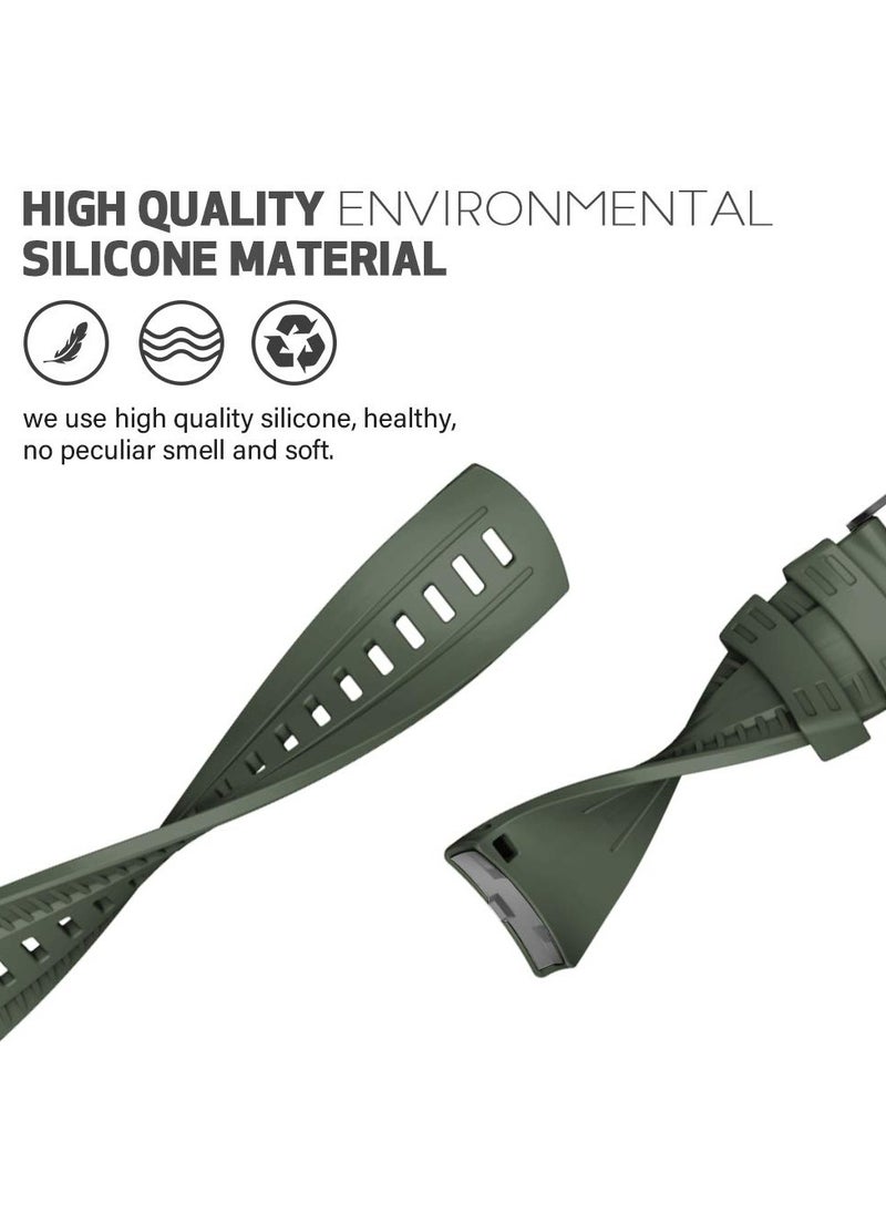 Compatible with Suunto 9 Band Soft Silicone Watch Strap, 2PCS Watch Strap for 9 Gps Baro Replacement Watch Band Sports for Men Women, Black and Army Green