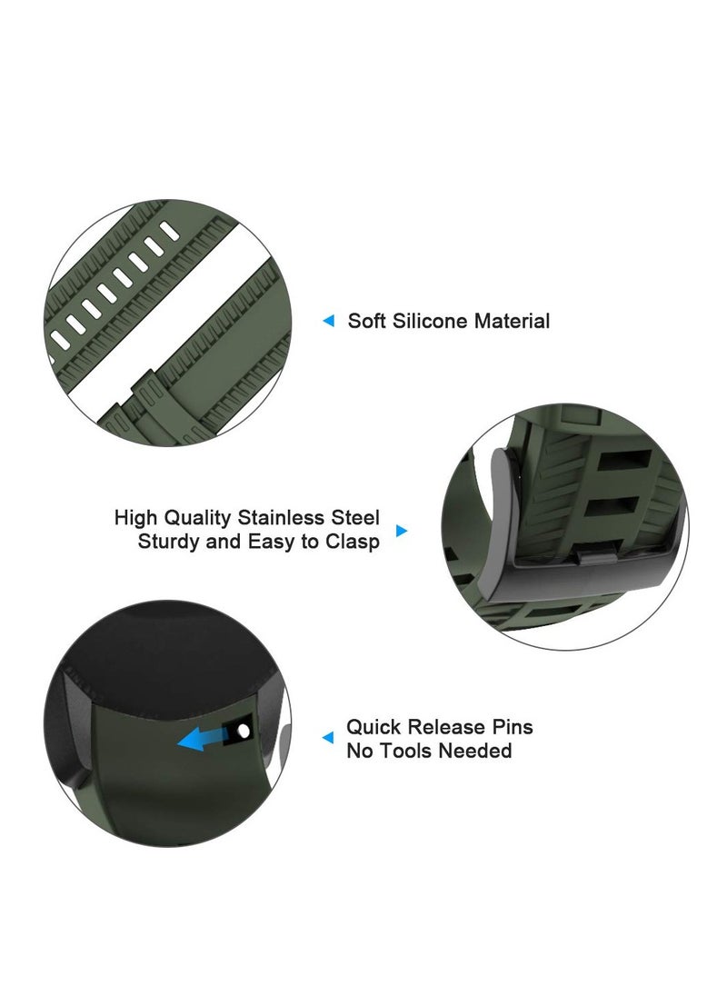 Compatible with Suunto 9 Band Soft Silicone Watch Strap, 2PCS Watch Strap for 9 Gps Baro Replacement Watch Band Sports for Men Women, Black and Army Green