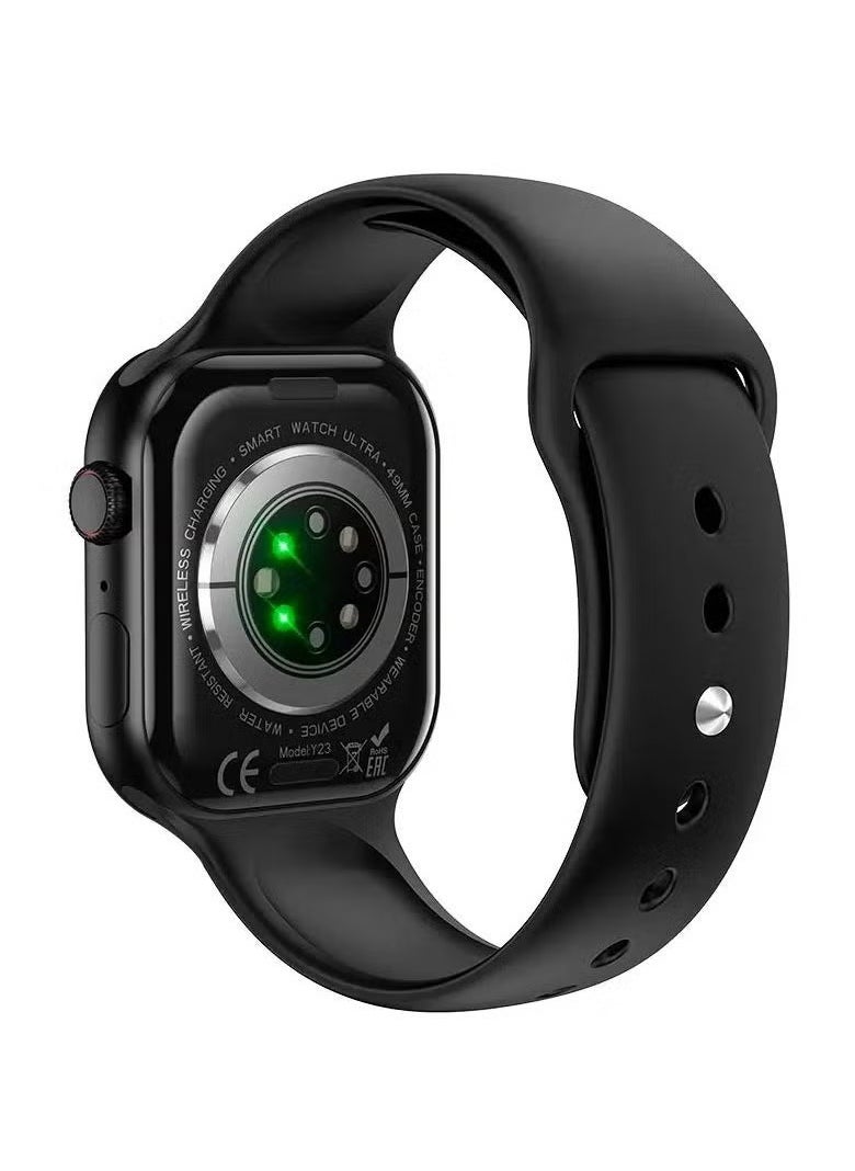 Smartwatch HOCO Y23 Sports Calling Edition – Large 2.02” HD Touch Display, Bluetooth Calling, Fitness & Health Tracker with Heart Rate Monitor, Sleep Analysis, Step Counter, Notifications, Sedentary Alert, Waterproof, Black for Men & Women