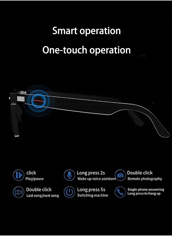 AI translation smart bluetooth glasses, real-time multi-language translation glasses, support more than 140 languages, accurate and delay-free translation, suitable for daily life and work, wireless bluetooth range 10-15 meters, 110 mAh battery, talk time 4 hours, standby time 120 hours. Fast charging