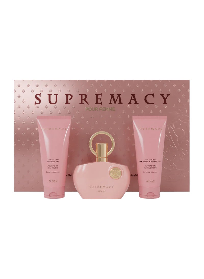 Gift Set Supremacy Pink Eau De Parfum, 100Ml + Shower Gel 100Ml + Body Lotion 100Ml, Perfume Gift Set For Women