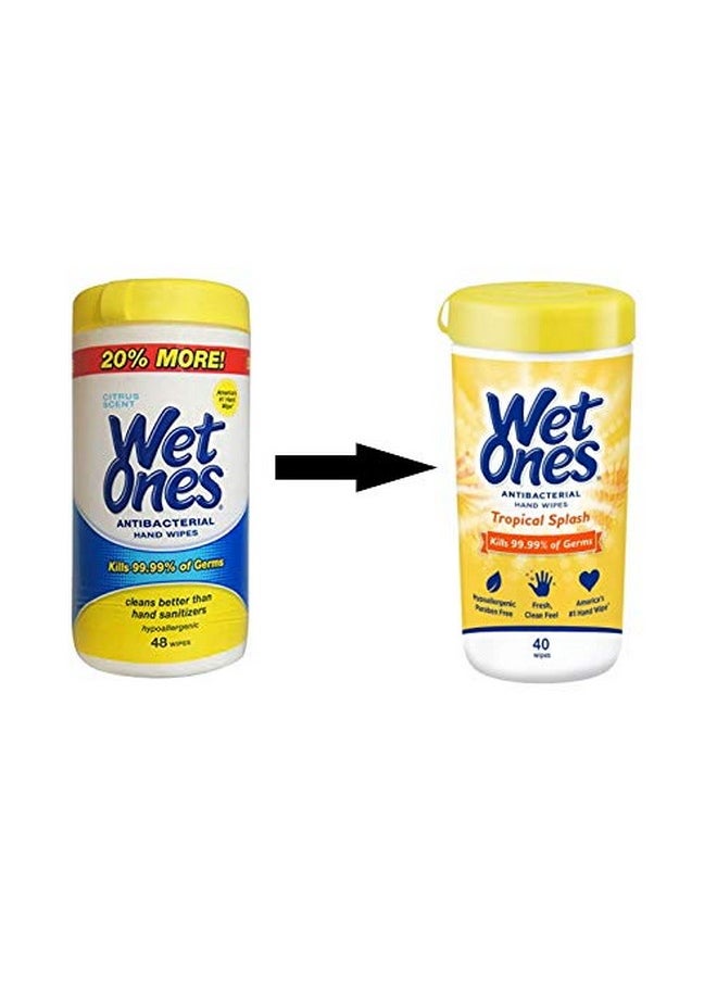 Wet Ones Antibacterial Hands Wipes, Citrus 40 Each (Value Pack of 2)