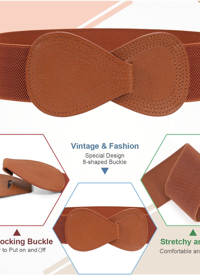 Women Stretchy Belt for Dresses Vintage Elastic Wide Waist Belt Elastic Belt for Ladies Dress Decoration