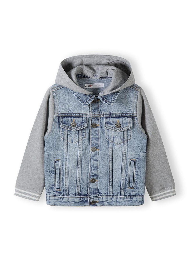 Boys Denim Jacket with Cotton Hood and Sleeves