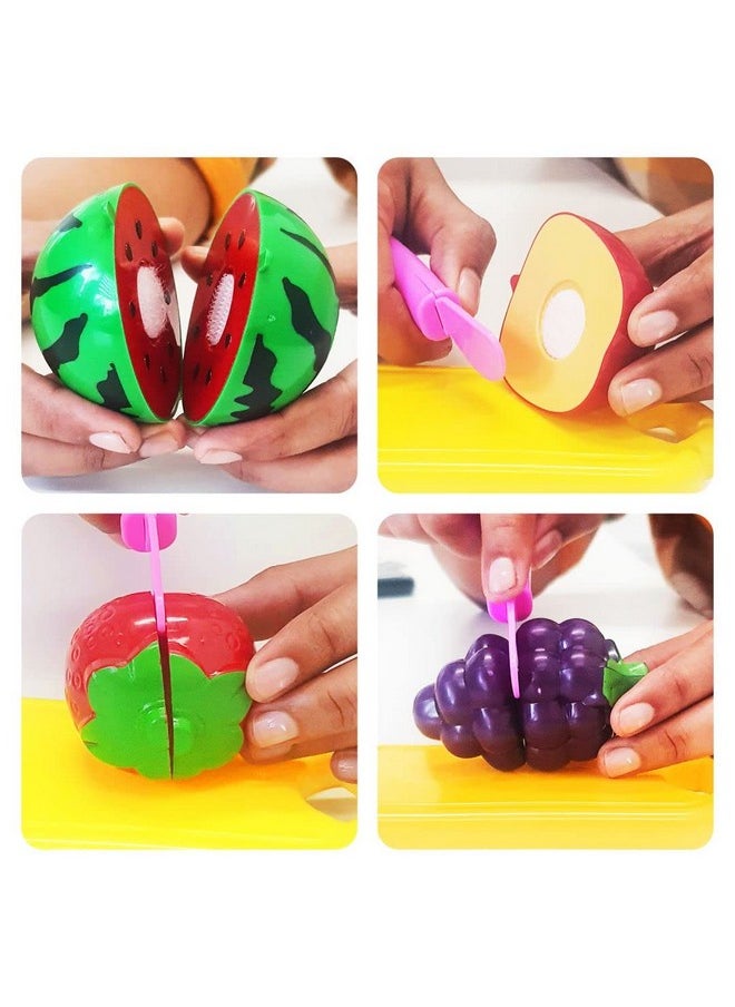 Webby Realistic Sliceable Fruits Cutting Play Toy with Multi Purpose Basket, 10 pcs