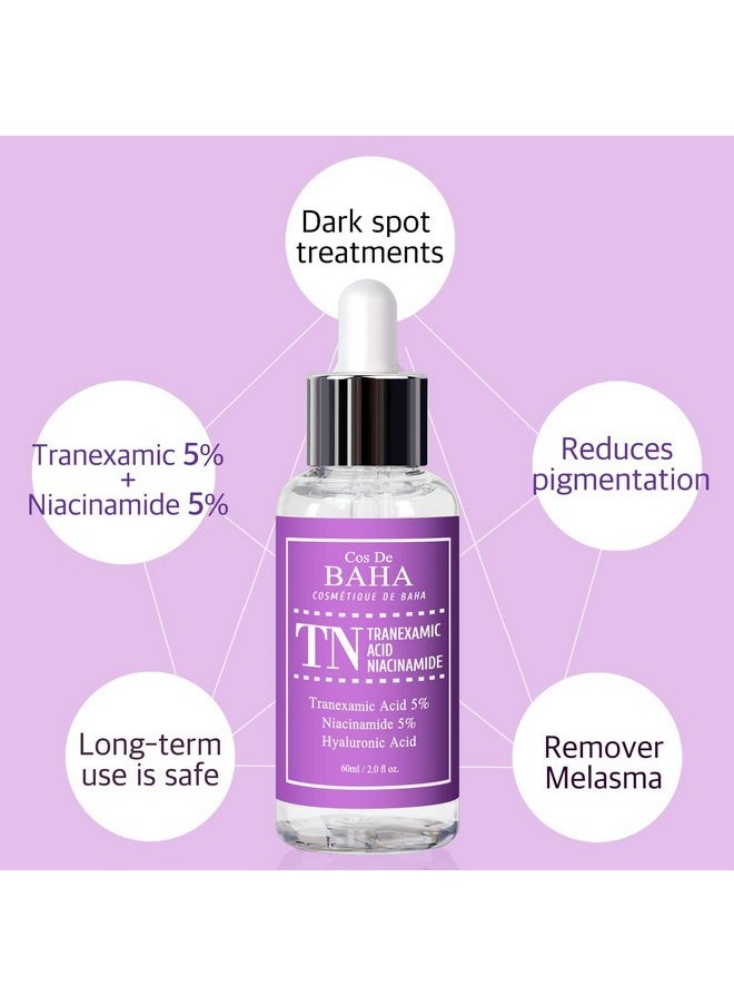 Tranexamic Acid 5% Serum with Niacinamide 5% for Face/Neck - Helps to Reduce the Look of Hyper-Pigmentation, Discoloration, Dark Spots, Remover Melasma, 2 Fl Oz