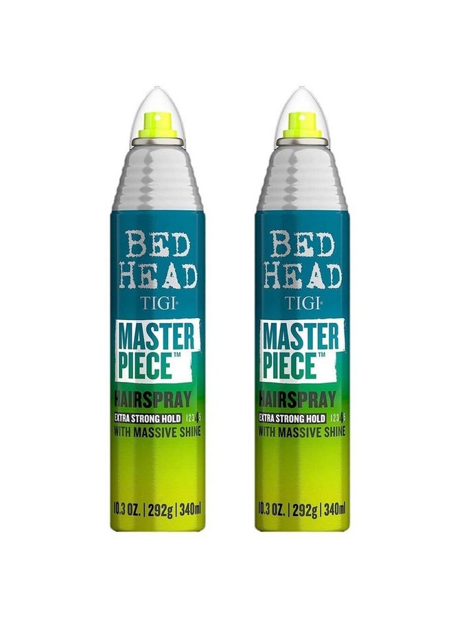 TIGI Bed Head Masterpiece Shiny Hairspray with Strong Hold - For All Hair Types - Extra Strong Hold & Shiny Finish - Use on Dry Hair - Premium Hair Care Products for Women & Men - 10.3 oz (2 Pack)