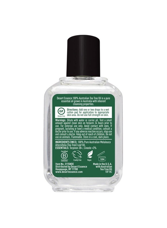 Desert Essence 100% Australian Tea Tree Oil Therapeutic Grade Essential Oil - Skin Cleansing, Clarifying, Soothing - Refreshing Air - Skin Care, Hair Care, Powerful Green Clean - Vegan, Non-GMO - 2oz