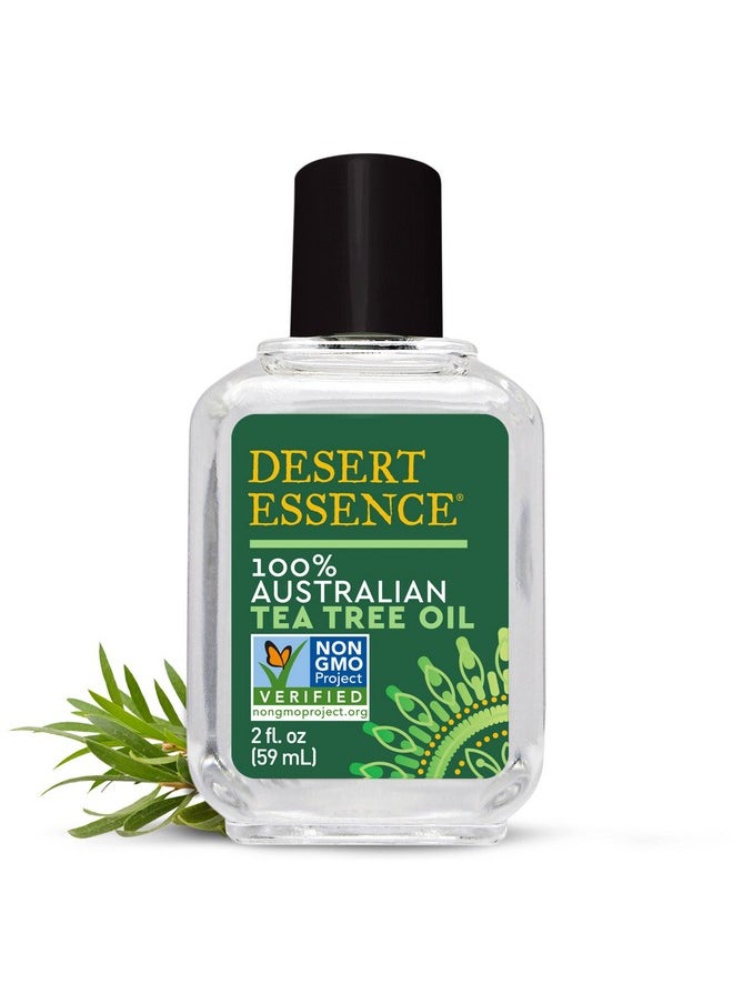 Desert Essence 100% Australian Tea Tree Oil Therapeutic Grade Essential Oil - Skin Cleansing, Clarifying, Soothing - Refreshing Air - Skin Care, Hair Care, Powerful Green Clean - Vegan, Non-GMO - 2oz