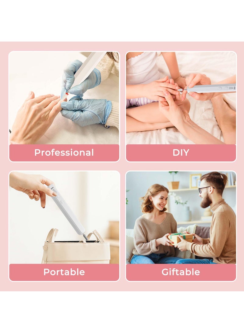 Portable Wireless Electric Nail Drill, Professional Acrylic Nail Drill Machine for Gel, Professional Nail Drill Machine Kit, USB Electric Nail File Efile Set,Manicure Pedicure Nail Tools
