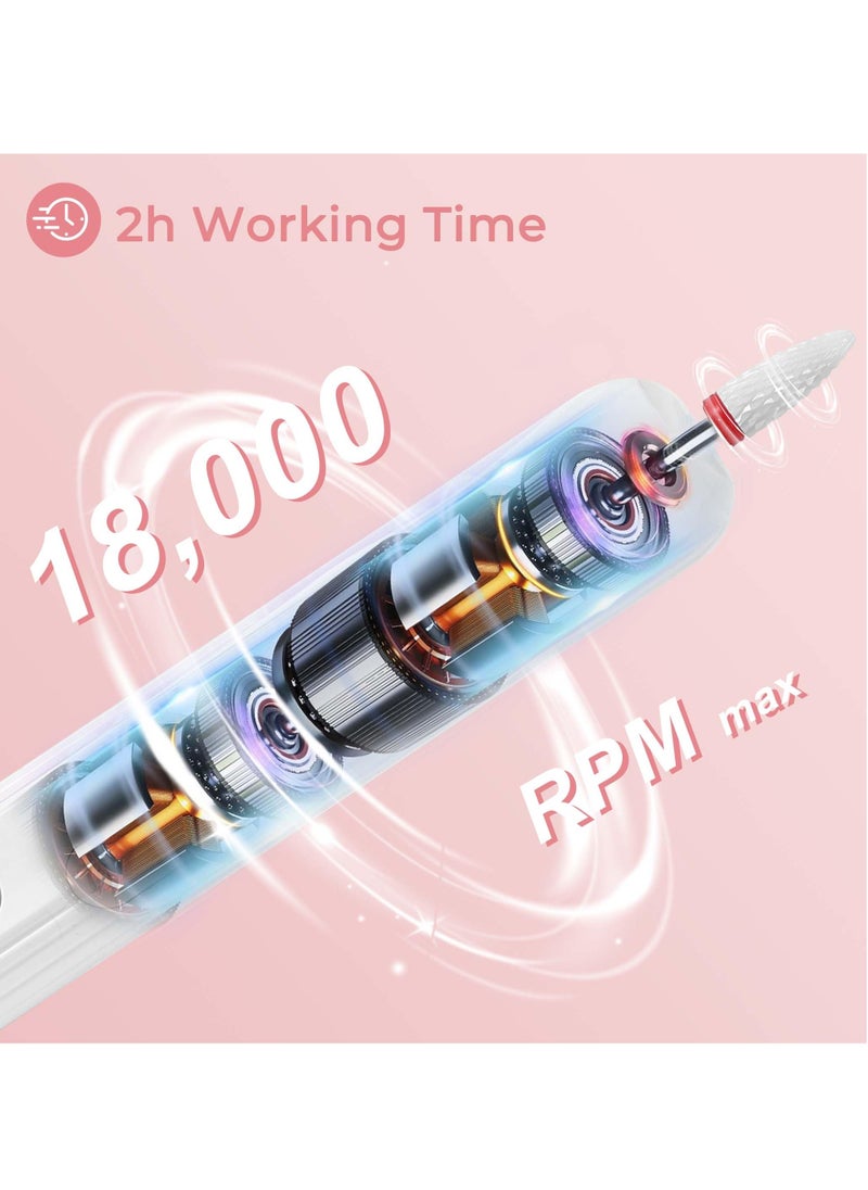 Portable Wireless Electric Nail Drill, Professional Acrylic Nail Drill Machine for Gel, Professional Nail Drill Machine Kit, USB Electric Nail File Efile Set,Manicure Pedicure Nail Tools