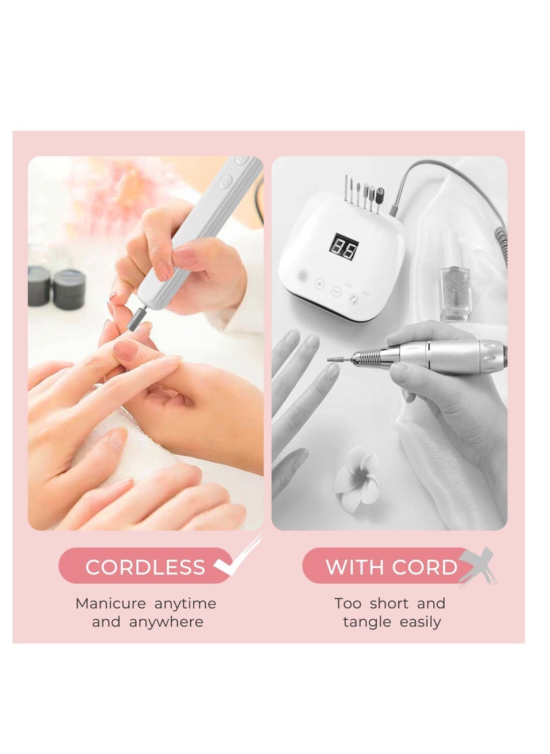 Portable Wireless Electric Nail Drill, Professional Acrylic Nail Drill Machine for Gel, Professional Nail Drill Machine Kit, USB Electric Nail File Efile Set,Manicure Pedicure Nail Tools