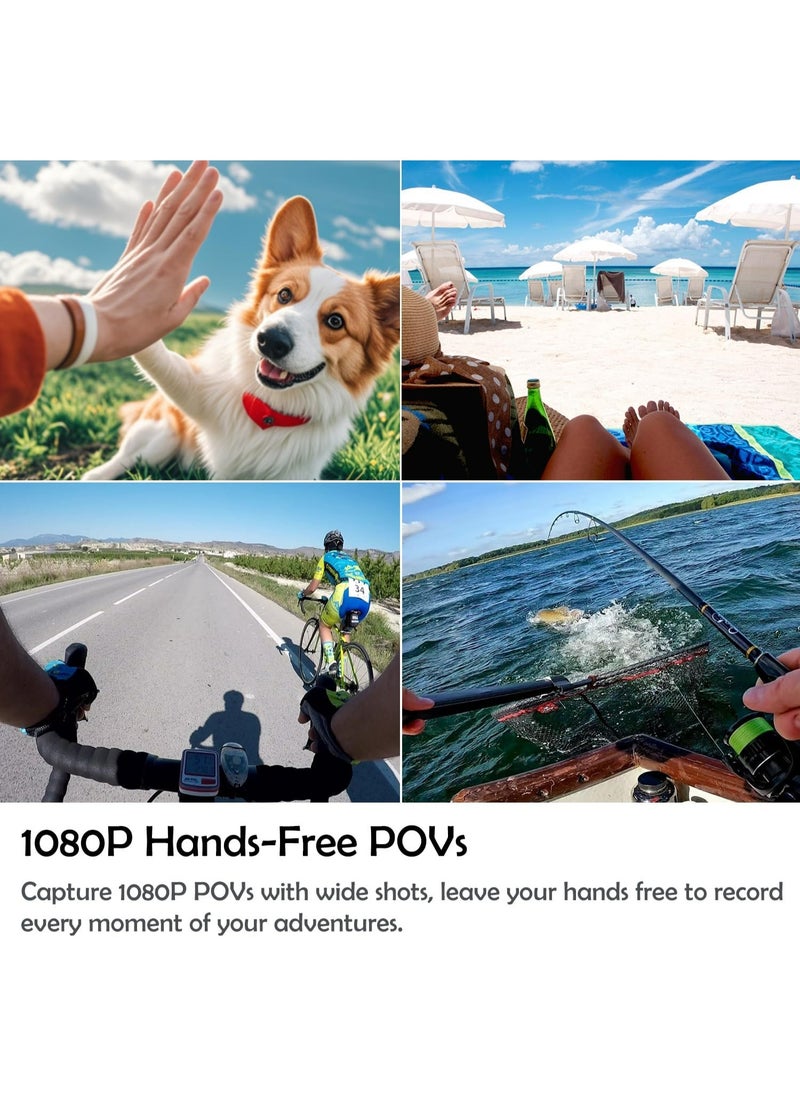 4K Wearable Mini Sports Camera with Magnetic Mount – Compact Action Camera for Cycling, Motorbiking, Hiking, Vlogging – 150-Minute Battery Life, Wi-Fi, H.265 Encoding, 360° Clip, One-Tap Recording
