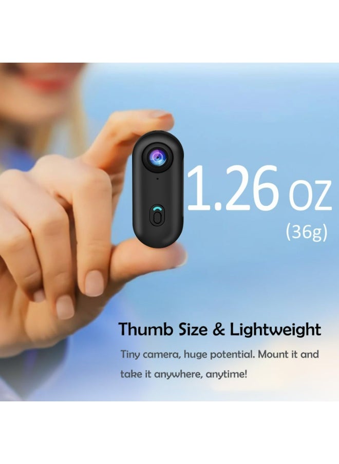4K Wearable Mini Sports Camera with Magnetic Mount – Compact Action Camera for Cycling, Motorbiking, Hiking, Vlogging – 150-Minute Battery Life, Wi-Fi, H.265 Encoding, 360° Clip, One-Tap Recording