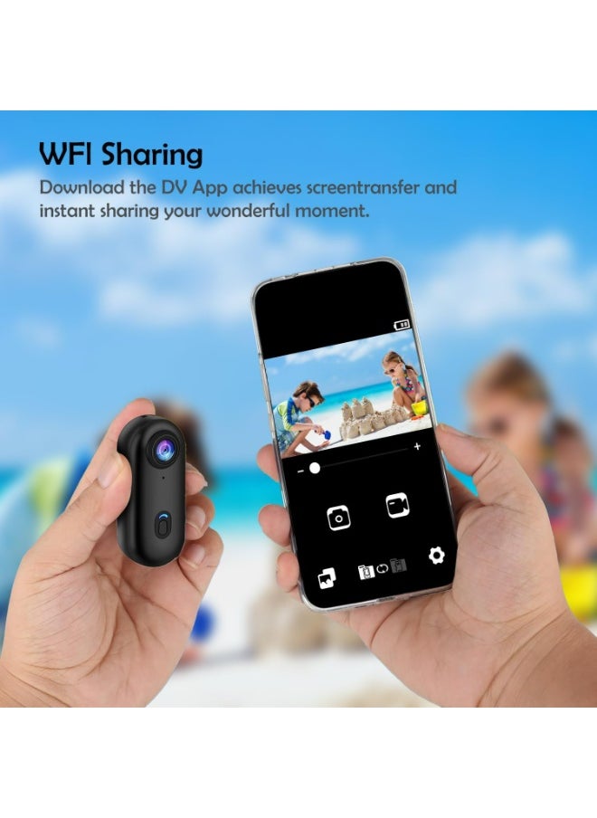 4K Wearable Mini Sports Camera with Magnetic Mount – Compact Action Camera for Cycling, Motorbiking, Hiking, Vlogging – 150-Minute Battery Life, Wi-Fi, H.265 Encoding, 360° Clip, One-Tap Recording