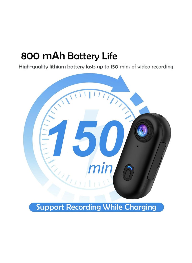 4K Wearable Mini Sports Camera with Magnetic Mount – Compact Action Camera for Cycling, Motorbiking, Hiking, Vlogging – 150-Minute Battery Life, Wi-Fi, H.265 Encoding, 360° Clip, One-Tap Recording
