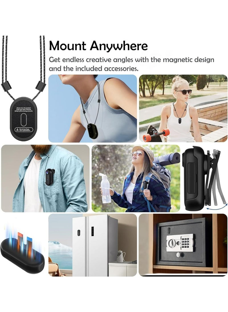 4K Wearable Mini Sports Camera with Magnetic Mount – Compact Action Camera for Cycling, Motorbiking, Hiking, Vlogging – 150-Minute Battery Life, Wi-Fi, H.265 Encoding, 360° Clip, One-Tap Recording