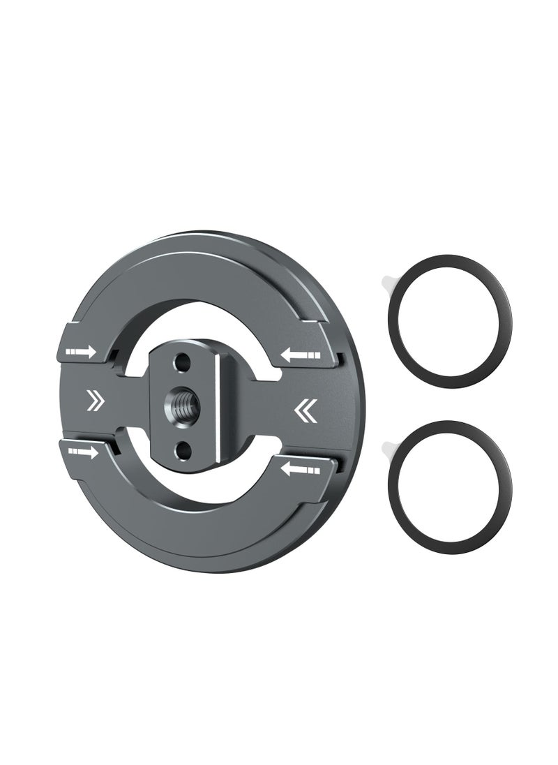 Magnetic Phone Tripod Mount Adapter with Adhesive Magnetic Ring, 1/4” Screw Hole Suitable for Ball Head/Tripod, Cold Shoe Design Compatible with Microphone with Hot Shoe Connector