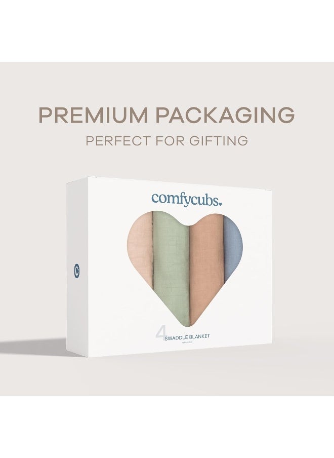 Comfy Cubs Muslin Swaddle Blankets Neutral Receiving Blanket Swaddling, Wrap for Boys and Girls, Baby Essentials, Registry & Gift