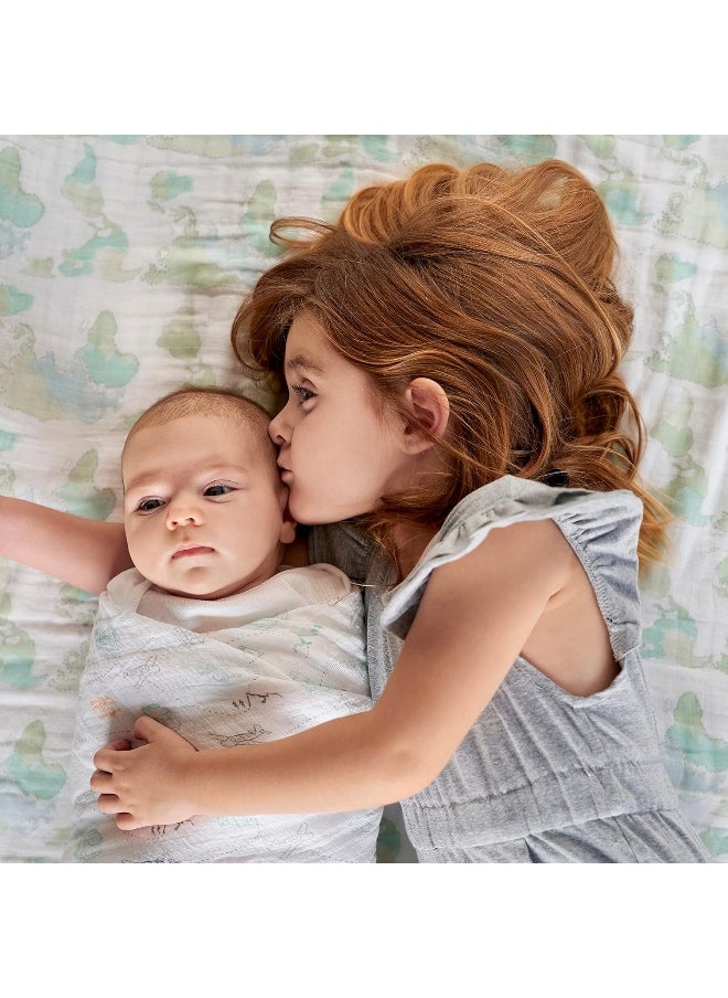 aden + anais Essentials Dream Blanket, Muslin Baby Blankets for Girls & Boys, Ideal Lightweight Newborn Nursery & Crib Blanket, Unisex Toddler & Infant Bedding, Registry Gift, Voyager-Ecosphere