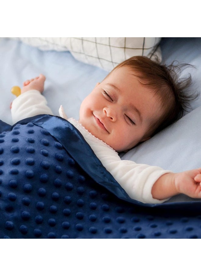 Pro Goleem Baby Soft Minky Dot Blanket with Silky Satin Backing Gift for Boys and Girls (Navy Blue, 30’’ x 40’’)