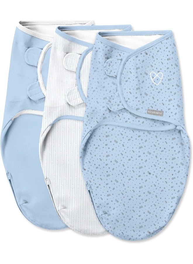 Swaddleme Easy Change Swaddle – Size Small/Medium, 0-3 Months, 3-Pack (Shooting Stars)