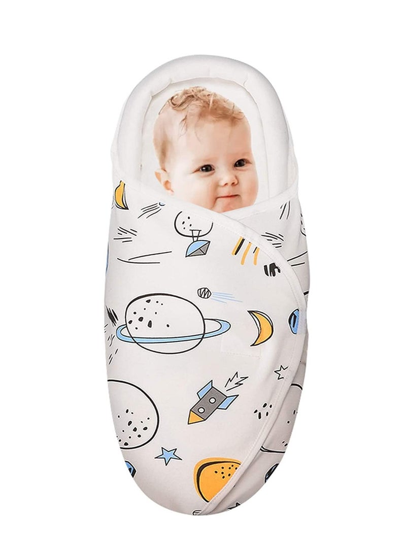 SYOSI Swaddle Blankets, Baby Wrap for Newborn Baby Pure Cotton Baby Wrap with Head-Protecting & Head-Supporting Function for 0-3 Months Newborn Baby (White)