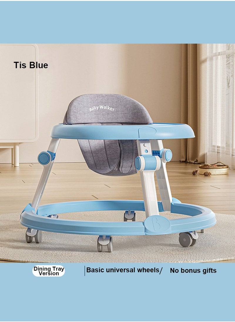 Baby Walker Foldable with 7 Adjustable Heights, Baby Walker with Wheels Portable, Baby Walkers and Activity Center for Boys Girls Babies 6-18 Months (Simple Version without Toys-Blue)