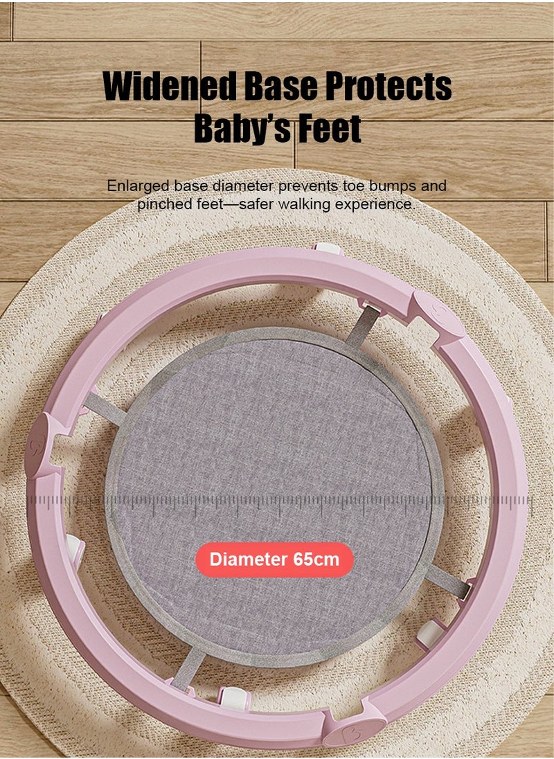 Baby Walker Foldable with 7 Adjustable Heights, Baby Walker with Wheels Portable, Baby Walkers and Activity Center for Boys Girls Babies 6-18 Months (Simple Version without Toys-Pink)