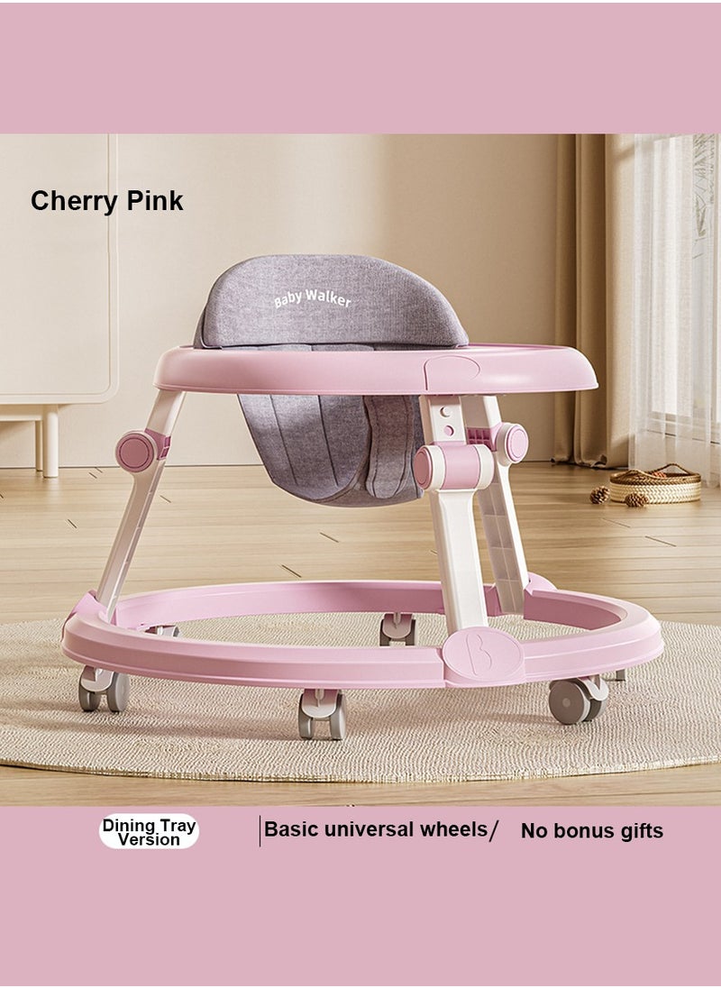 Baby Walker Foldable with 7 Adjustable Heights, Baby Walker with Wheels Portable, Baby Walkers and Activity Center for Boys Girls Babies 6-18 Months (Simple Version without Toys-Pink)