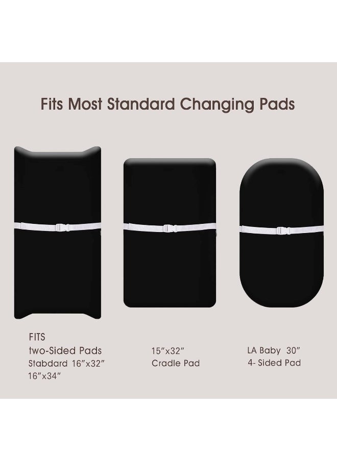 PHF Baby Changing Pad Covers for Boys Girls, 2 Pack Ultra Soft Breathable Microfiber Changing Pad Table Sheets for Most Baby Changing Pads, Black & Black