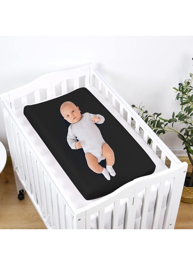 PHF Baby Changing Pad Covers for Boys Girls, 2 Pack Ultra Soft Breathable Microfiber Changing Pad Table Sheets for Most Baby Changing Pads, Black & Black