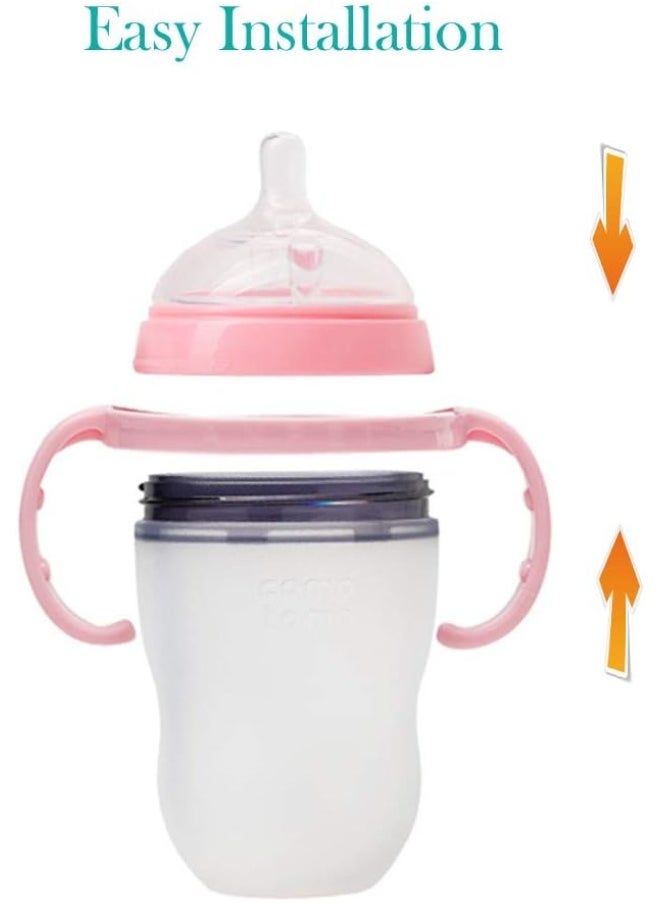 Handles Grips for Comotomo Feeding Bottles (Set of 4, 2 Pink + 2 Green)