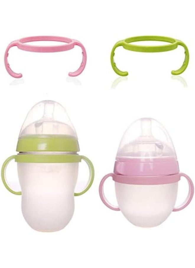 Handles Grips for Comotomo Feeding Bottles (Set of 4, 2 Pink + 2 Green)
