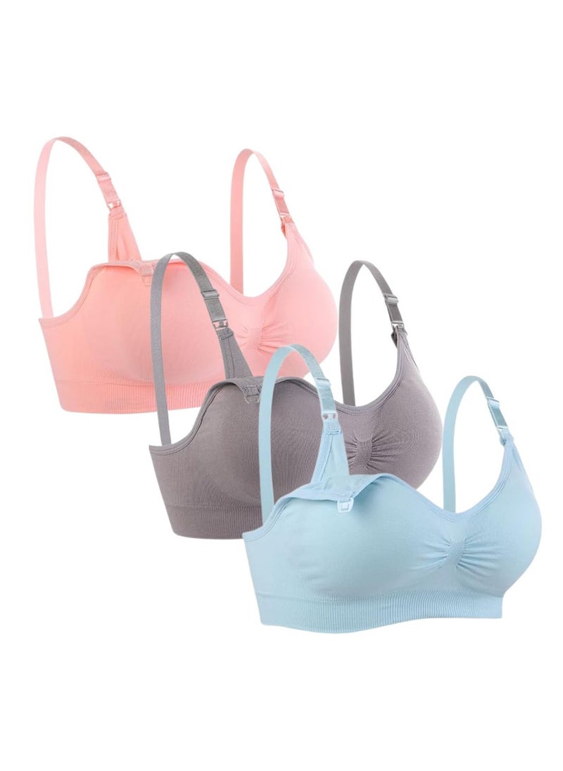 Pack of 3 Seamless Maternity Nursing Bra for Women - Unmatched Support with Adjustable Front Buckle Seamless Wireless Nursing Bra
