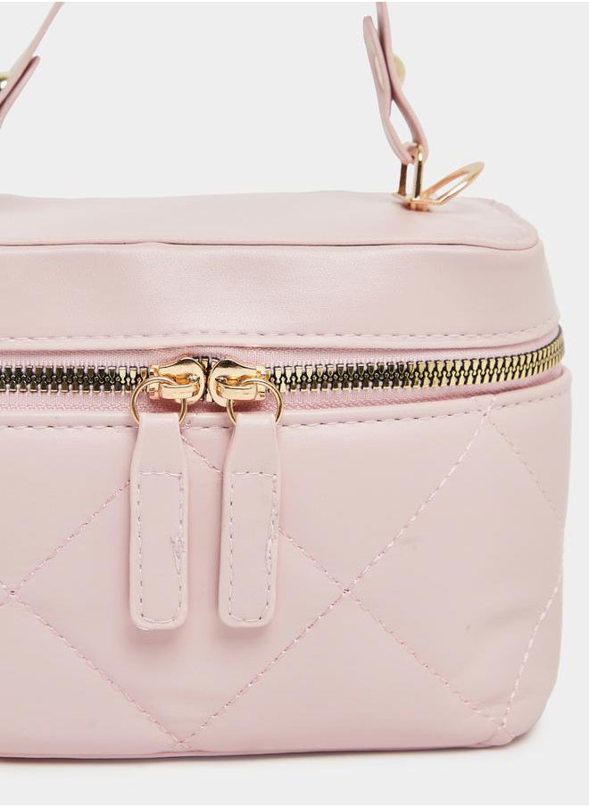 Quilted Design Bucket Crossbody Bag