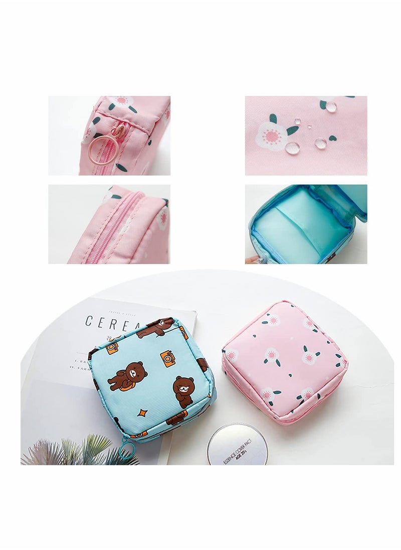 Sanitary Napkin Storage Bag, Zipper Menstrual Pad Bag Portable Sanitary Napkin Storage Tampons Holder for Purse First Period Kit for Teen Girls Store Sanitary Pads for Women(4Pcs)