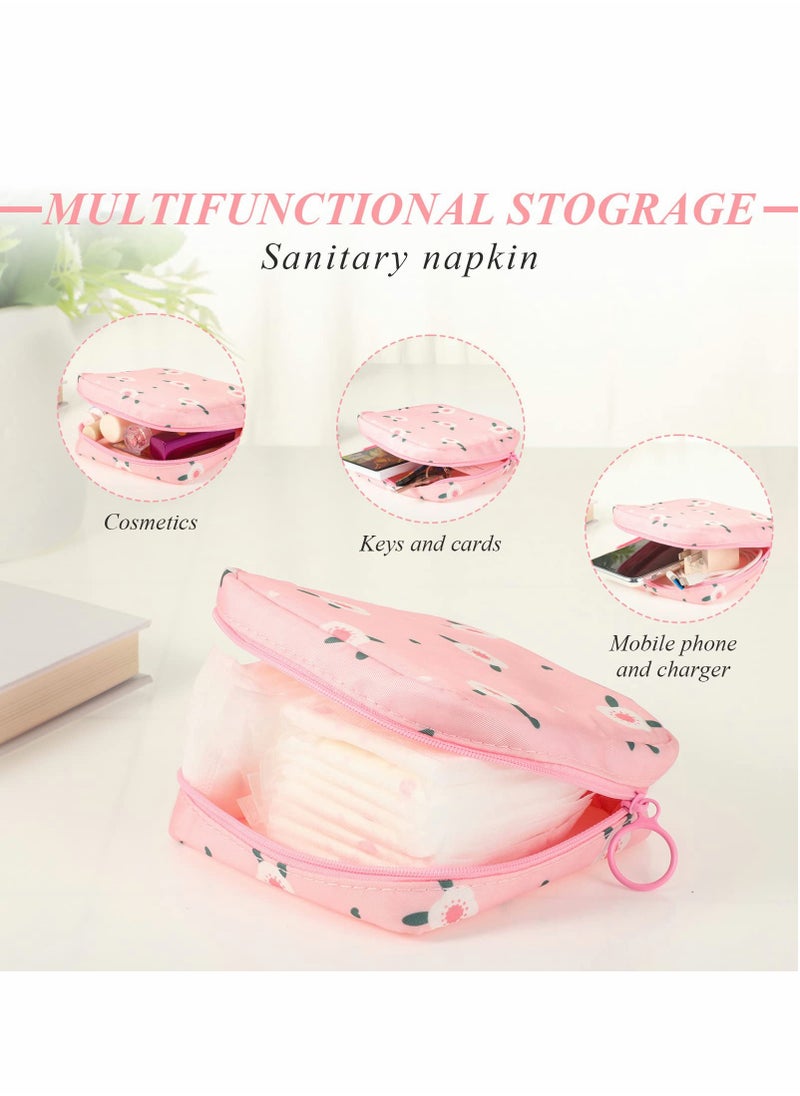 Sanitary Napkin Storage Bag, Zipper Menstrual Pad Bag Portable Sanitary Napkin Storage Tampons Holder for Purse First Period Kit for Teen Girls Store Sanitary Pads for Women(4Pcs)