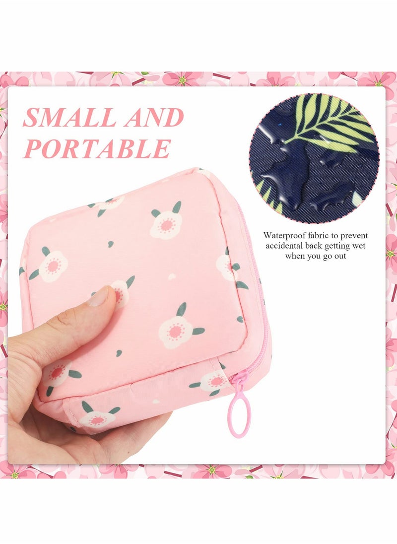 Sanitary Napkin Storage Bag, Zipper Menstrual Pad Bag Portable Sanitary Napkin Storage Tampons Holder for Purse First Period Kit for Teen Girls Store Sanitary Pads for Women(4Pcs)