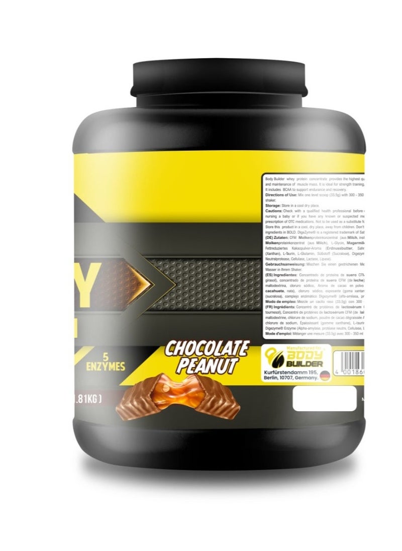 Whey Protein, Low Sugar Whey with 5 Digestive Enzymes Chocolate Peanut Flavor, 4 Lb